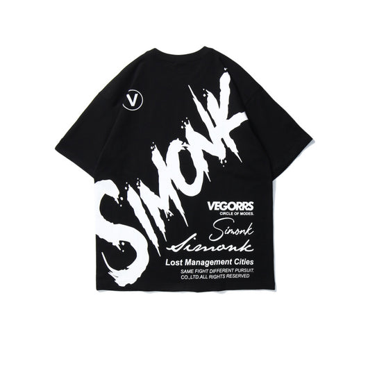 Playera de Algodón con Estampado de Letras Graffiti Hip-hop para Hombre - Image 4