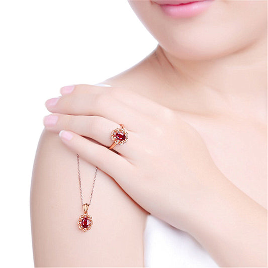 Anillo de Compromiso Rubí Plata y Oro Rosado de Alta Gama - Image 2