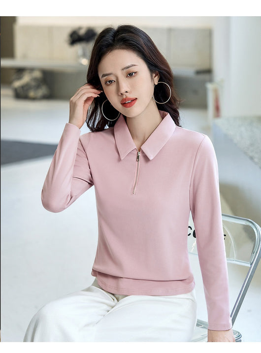 Polera Minimalista Slim Fit con Cierre de Medio Largo para Mujer - Image 22