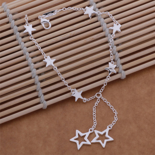 Conjunto de Joyería Plateada: Pulsera, Collar y Aretes Estrella - Image 8