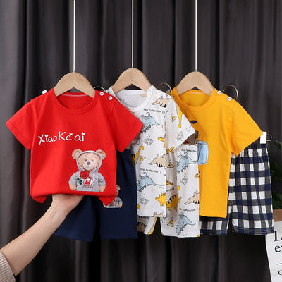 Conjunto de Dos Piezas en Algodón con Mangas Cortas para Niños y Niñas