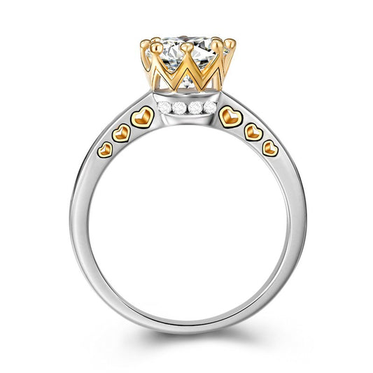 Anillo de Circón en Forma de Corazón con Separador de Colores