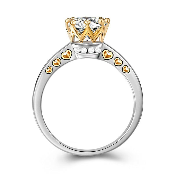 Anillo de Circón en Forma de Corazón con Separador de Colores
