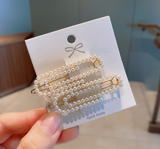 Juego de Pinzas para Cabello con Perlas