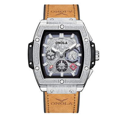 Reloj Multifuncional para Hombre con Correa de Cuero Genuino Resistente al Agua - Image 10