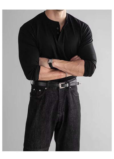 Camisa Slim Fit Manga Larga con Puños Ajustados y Cuello Abierto para Hombre - Image 11