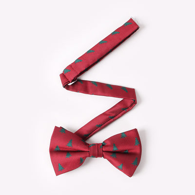 Corbata de Moño Navideño con Patrón de Árbol y Copos de Nieve - Image 18