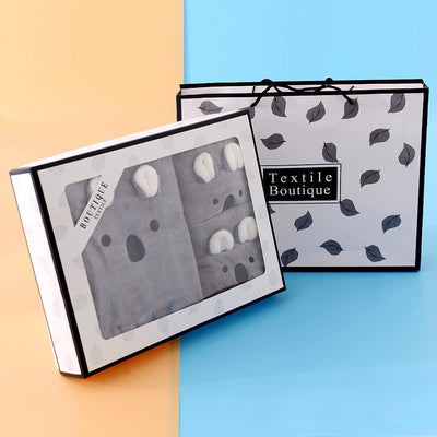 Juego de Toallas de Baño Coral Velvet con Diseño Orejas de Conejo y Koala - Set Regalo - Image 19