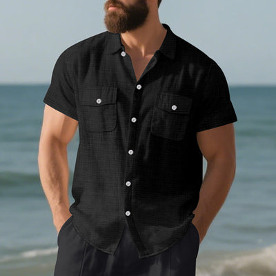 Camisa Suelta de Solapa Lisa para Hombre - Estilo Casual Festivo - Image 34