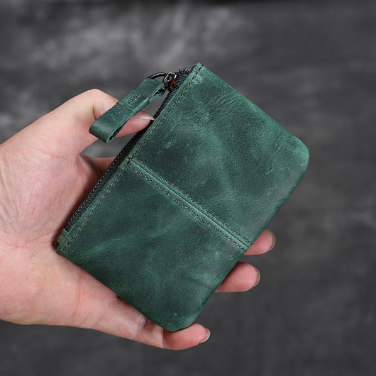 Monedero Compacto de Cuero Crazy Horse Estilo Retro para Hombre - Image 6