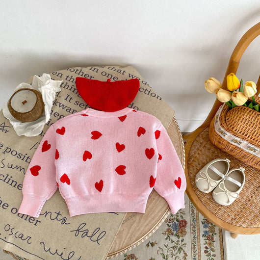 Cardigan de Punto Rosa con Corazón para Bebé Niña - Suéter Infantil Cuello V - Image 18