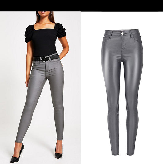 Pantalones de Cuero para Mujer - Diseño Denim Ajustado - Image 9