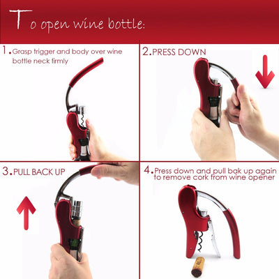 Abridor de Vino Profesional de Aleación de Zinc con Palanca Conejo y Cortafoil Integrado - Image 4