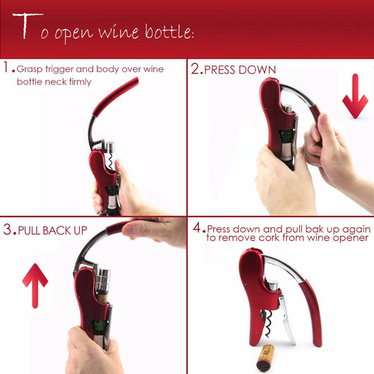 Abridor de Vino Profesional de Aleación de Zinc con Palanca Conejo y Cortafoil Integrado - Image 4