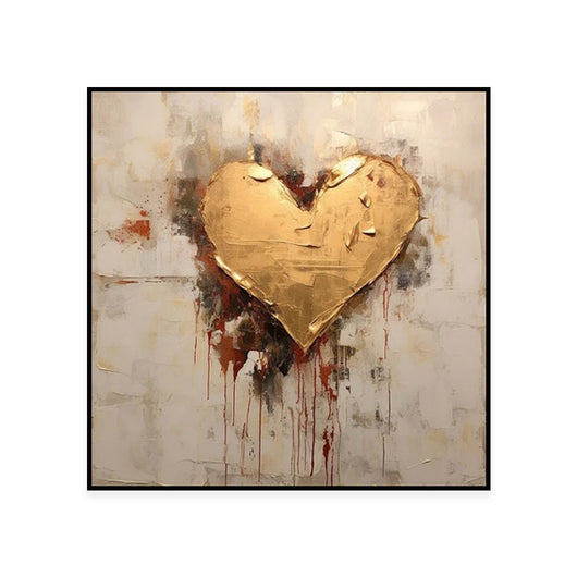 Cuadro Abstracto Moderno con Corazón en Hoja de Oro - Image 6