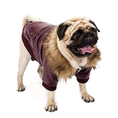 Abrigo de Cuero para Perros con Cuello de Pelaje - Image 2
