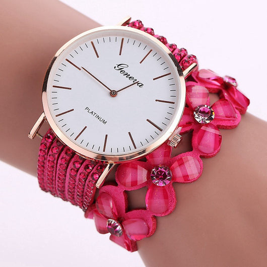 Reloj Elegante Geneva Flores para Mujer - Pulsera Cuarzo Diamantes Cristal - Image 10