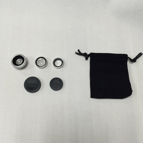 Kit de 3 Lentes para Móvil: Ojo de Pez, Gran Angular y Macro
