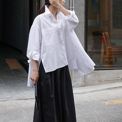 Camisa Suelta Oversized con Capa Larga - Top Fashion Irregular - Image 3