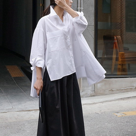 Camisa Suelta Oversized con Capa Larga - Top Fashion Irregular - Image 3