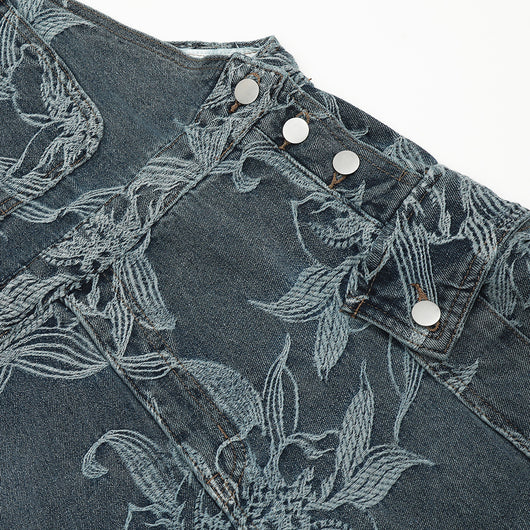 Pantalón Denim con Tirantes y Estampado Floral para Hombre - Image 4