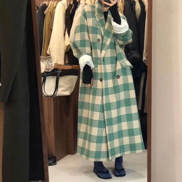 Abrigo de Lana Suelto Largo Estilo Coreano