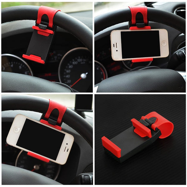 Soporte Ajustable para Smartphone en Volante de Auto