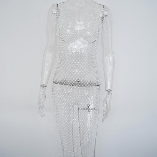 Vestido de Noche Elegante con Cintura Alta y Abertura Lateral
