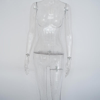 Vestido de Noche Elegante con Cintura Alta y Abertura Lateral