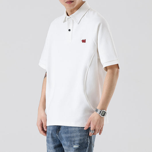 Camiseta Holgada Retro Americana Bordada para Hombre - Image 2