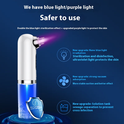 White and silver electric blackhead remover with clear water tank, purple suction head, and multiple probes. - Image 4