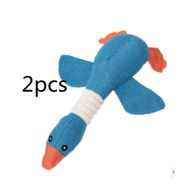 Plush teal duck dog toy with orange beak and feet, and a white ribbed neck, designed for sounding and puzzling. - Image 25