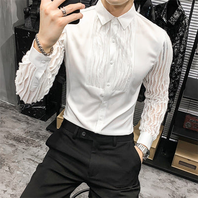Blusa Slim Coreana con Encaje Calado y Costuras Decorativas - Image 7