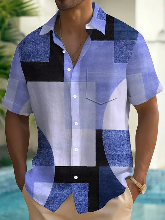 Playera Geométrica Retro con Contraste de Colores en 3D - Image 6