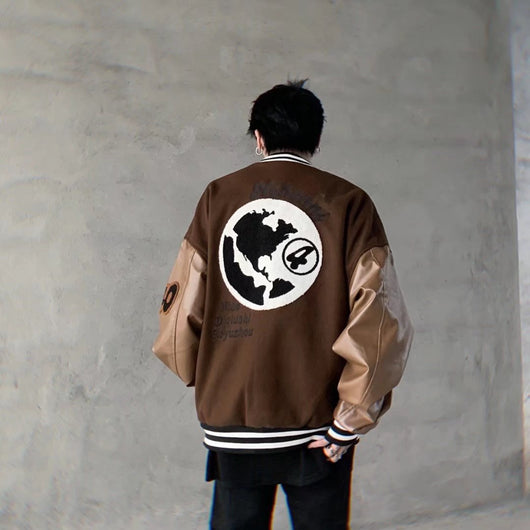 Chaqueta de Cuero PU con Bordado y Contraste de Colores Unisex - Image 2