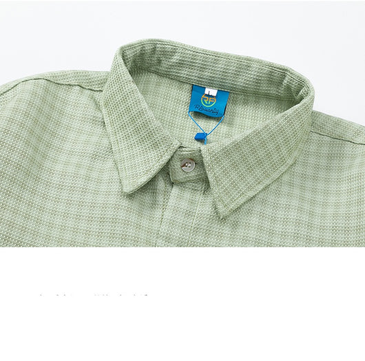 Camisa a Cuadros Bordada Suelta para Parejas - Diseño Versátil - Image 10