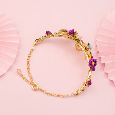 Pulsera de Flores Esmaltadas Pintadas a Mano - Diseño Abeja y Corazón - Image 7