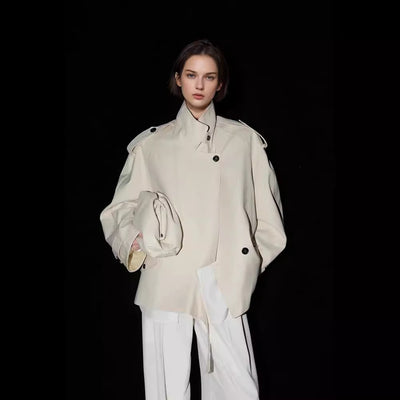 Gabardina Retro Holgada de Estilo Británico
