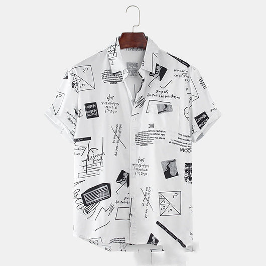 Camisa Cardigan Hawaiana de Algodón y Lino para Hombre