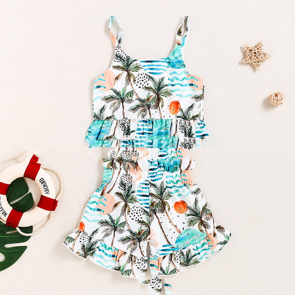 Conjunto Niña Blusa y Falda Estampado Coco Tropical