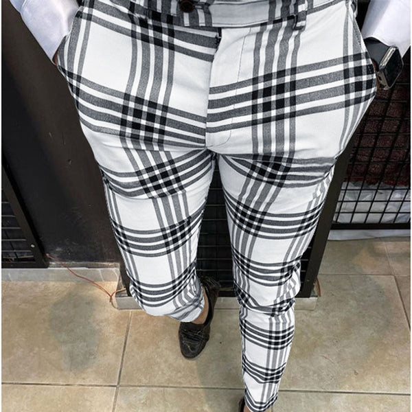 Pantalones Casuales a Cuadros y Rayas para Hombre Talla Grande
