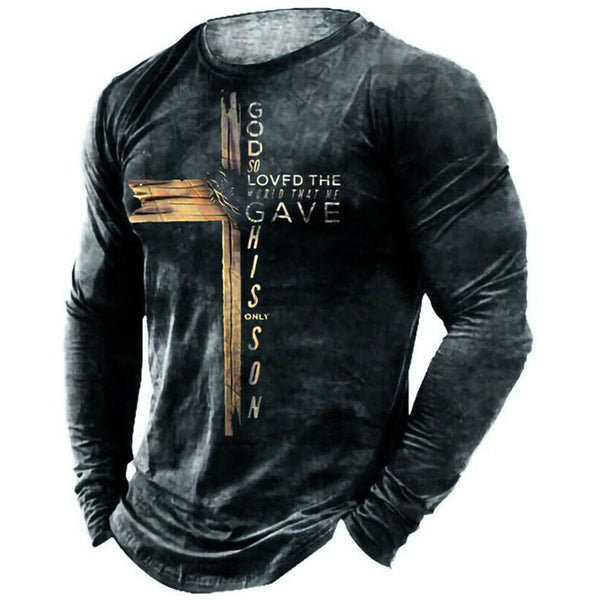 Playera Hombre Estilo Retro 3D Hip-hop Oversize Manga Larga Cuello Redondo - Image 7
