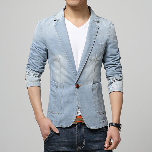 Traje de Mezclilla Clásico para Hombre - Abotonado Simple - Image 4