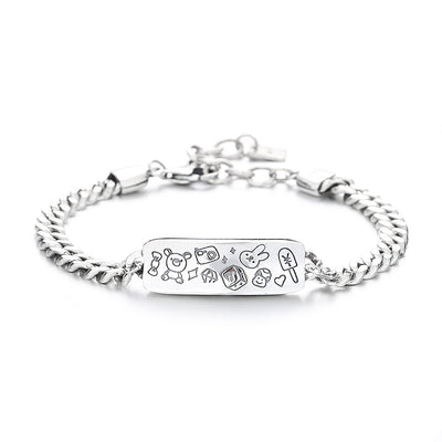 Pulsera de Plata S925 con Diseño Graffiti - Conejo y Osito - Image 3