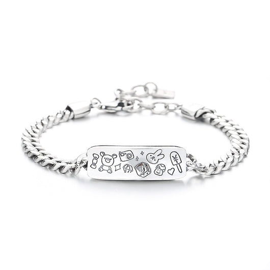 Pulsera de Plata S925 con Diseño Graffiti - Conejo y Osito - Image 3