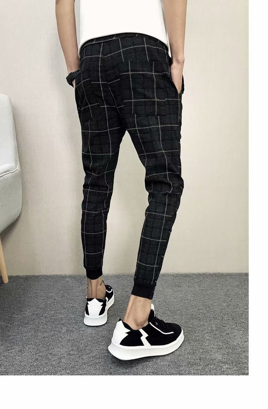 Pantalones Casuales Cuadros Hombre Estilo Coreano Slim Harem Ajustados Moda Trendy - Image 8