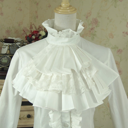 Blusa de Algodón Mercerizado con Mangas Acampanadas y Encaje - Image 3