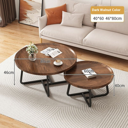 Mesa de Centro Redonda Madera Maciza Lujo Minimalista para Sala - Image 2