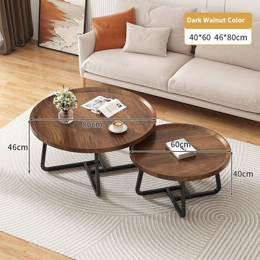 Mesa de Centro Redonda Madera Maciza Lujo Minimalista para Sala - Image 2