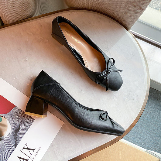 Zapatos de Tacón Grueso para Mujer en Cuero Suave - Image 5
